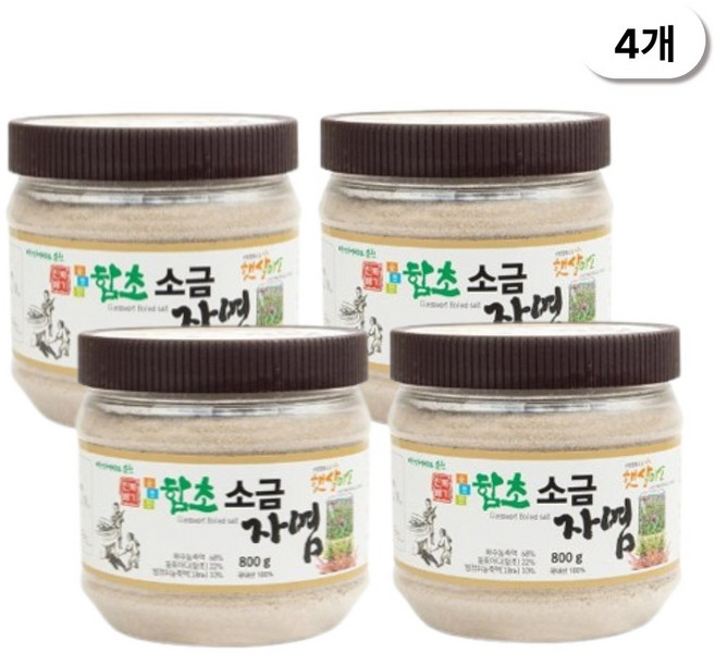 함초 자염 솔트 식이섬유 칼슘 아미노산 순천만 미네랄 저염 소금, 4개, 800g