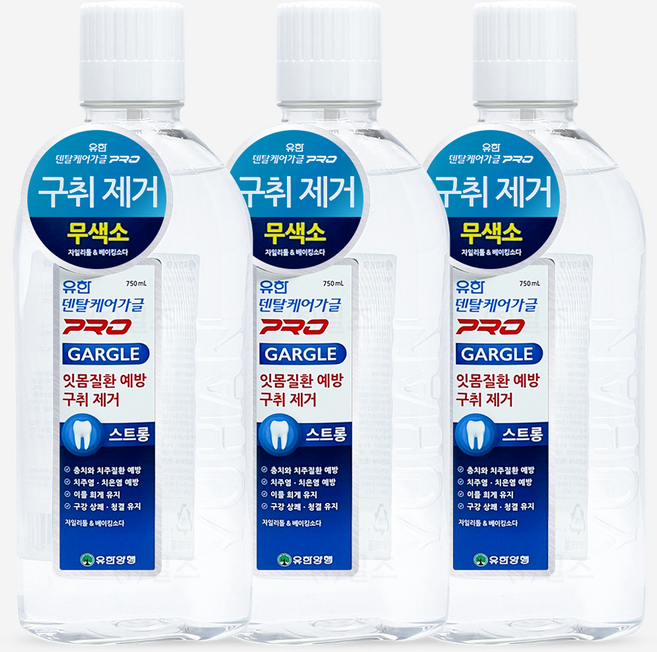 유한) 덴탈케어 가글 프로 750ml 스트롱 x 3개오늘출발, 3개