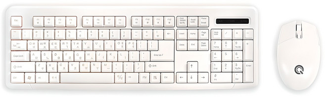 큐센 무선 키보드 마우스 세트 + 키스킨, MK210, 화이트, 일반형
