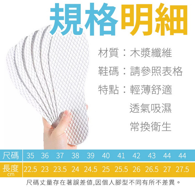 可剪裁鞋墊 木漿拋棄式透氣吸汗除臭衛生鞋墊