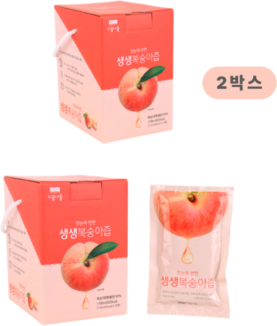 시골내음 첫눈에 반한 생생 복숭아즙 소포장, 110ml, 2박스