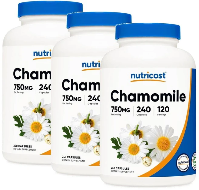 뉴트리코스트 캐모마일 750mg 캡슐 Nutricost Chamomile, 3개, 240정 - 쿠팡