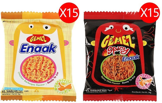 게메즈 치킨맛 라면땅 바삭 건면 크리스피 누들 30봉지, 바비큐맛x15+매운맛x15