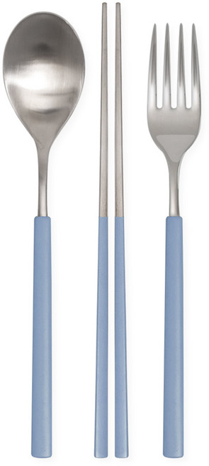 보테 올스텐 컬러 수저+포크세트, 1세트, 숟가락+젓가락+포크, 블루그레이