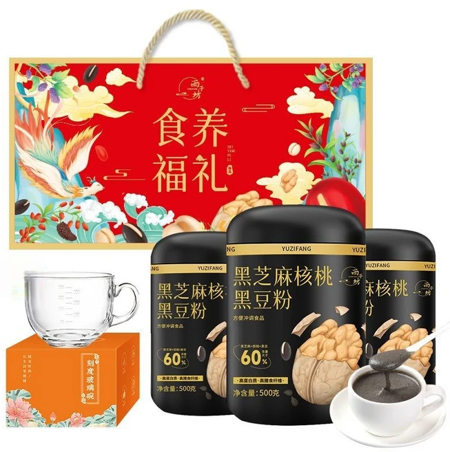 중국식품 흑임자 호두 검은콩가루 영양식 식사 인스턴트 대체식사 흑임자가루 곡물가루, 500g, 3개(선물 세트), 3개, 500g - 쿠팡