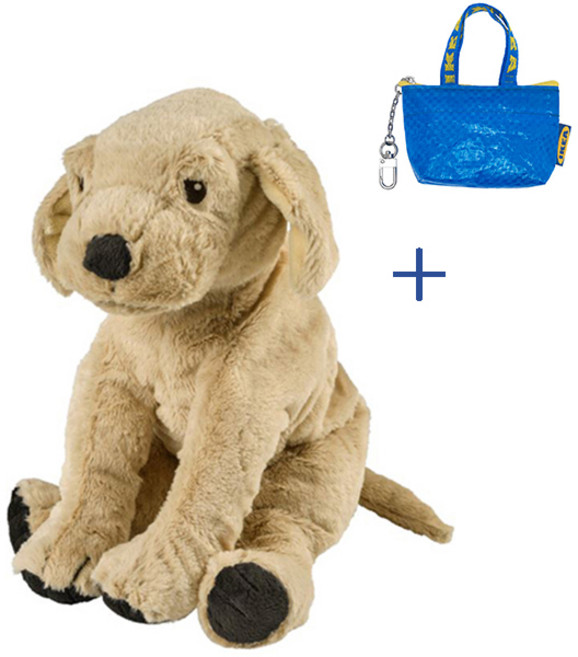 이케아 골든리트리버 강아지인형 소형40cm+동전지갑키링, 1개