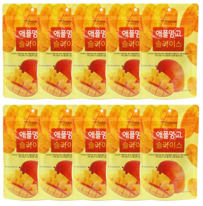 건망고 함량 95% 말랭이 베트남 말린 애플망고 슬라이스, 10개, 80g