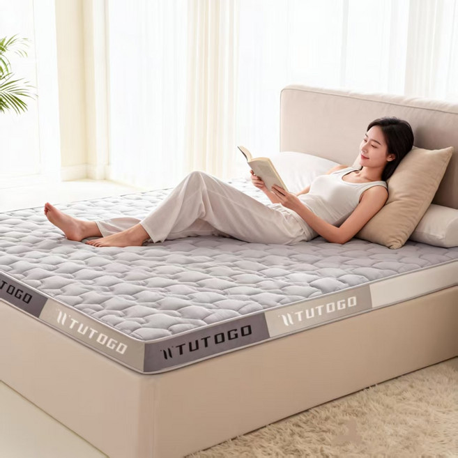 TUTOGO 單人加大乳膠床墊 120x186x8公分 學生宿舍可折疊床墊, 菱形灰
