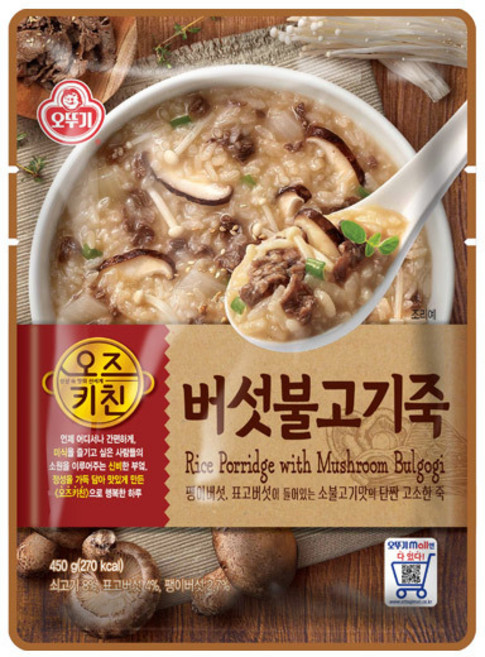 오뚜기 오즈키친 버섯불고기죽, 450g, 8개