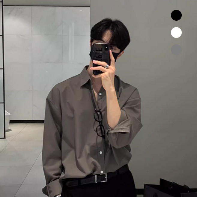 남성용 베이직와이 셔츠 링클프리 긴팔 캐주얼남방 일반핏 남자 정장 와이셔츠 3color