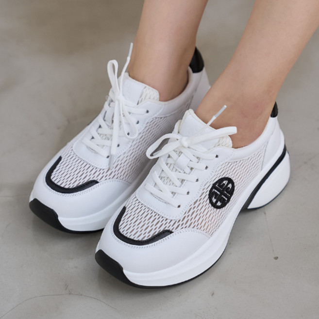 깔끔 메쉬 통굽 여성키높이 쿠션 스니커즈 운동화 6cm