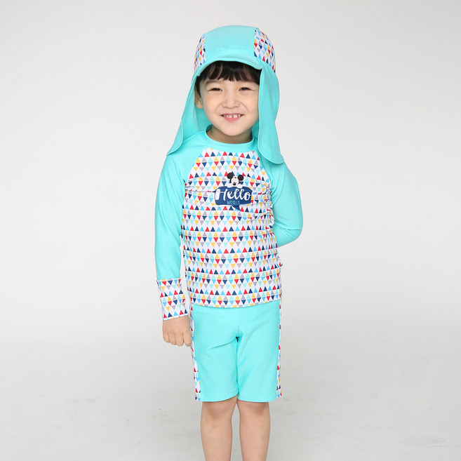 디즈니 미키 세련된 디자인의 유아 래쉬가드 수영복 세트