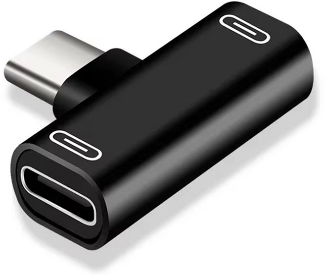 3 in 1 더블 Type-C 어댑터 Type-C 충전 케이블 충전기 스마트폰 헤드폰 어댑터용 이어폰 변환기, 검은색