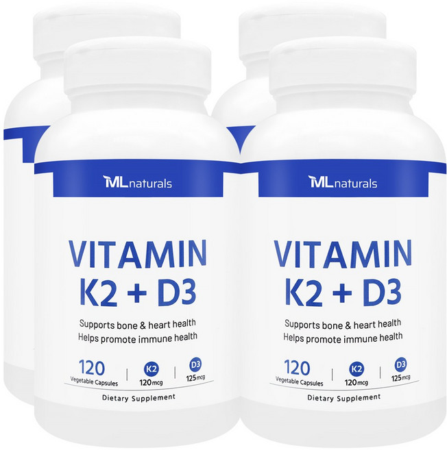 [미국빠른직구] 신제품 마이라이프 내추럴스 비타민 K2 120mcg + D3 125mcg, 4개, 120정, 120정