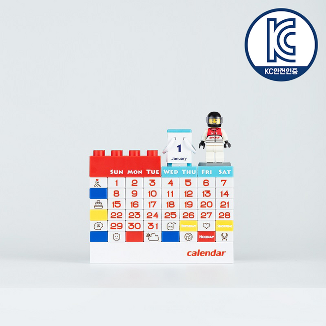 플레이그루 만년달력 조립식 블록 캘린더, 1개, 레드