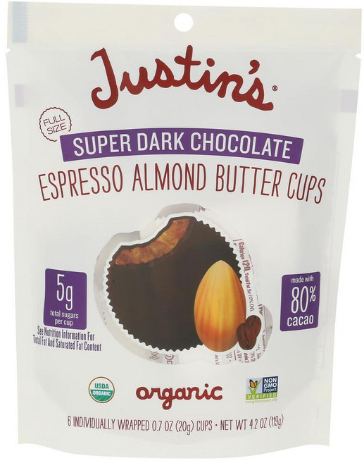 저스틴스 다크 초콜릿 에스프레소 아몬드 버터 컵 119g, 1개, 1g