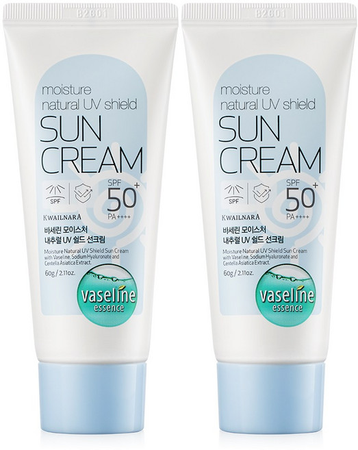 과일나라 바세린 모이스처 UV 쉴드 선크림 SPF50+ PA++++, 60g, 2개