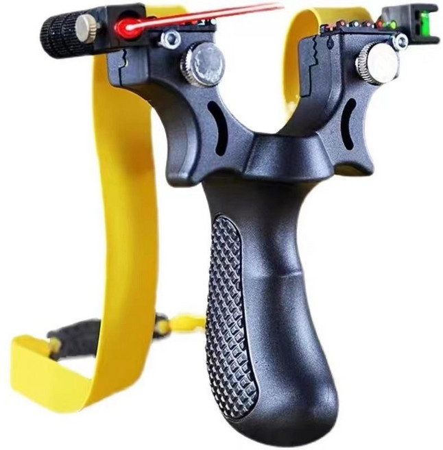 強力雷射彈弓 附水平儀 戶外打鳥專用, 戰術黑 含泥彈*100 皮筋*2 彈弓包1, 1套