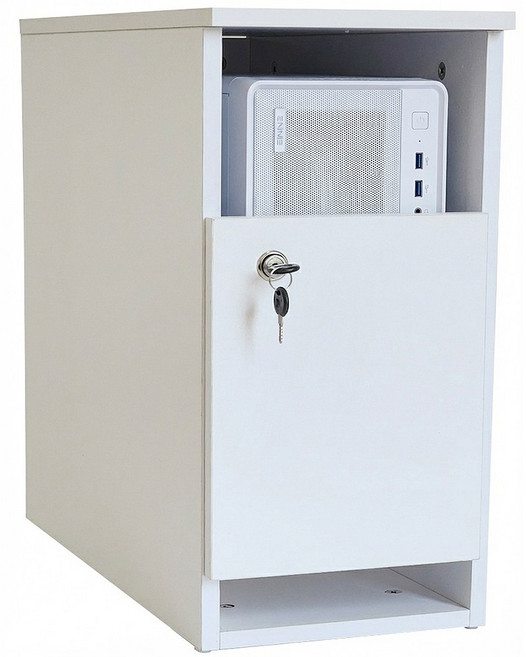 컴퓨터 도난방지 케이스 본체통 PC컴 보관함, 화이트, 1개