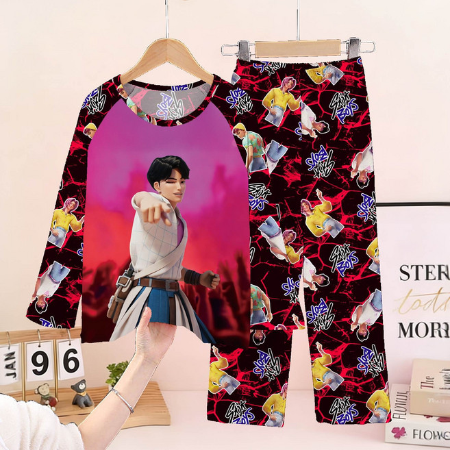 獵魔女團兒童睡衣中大童薄款長袖長褲休閒套裝小女孩卡通家居服