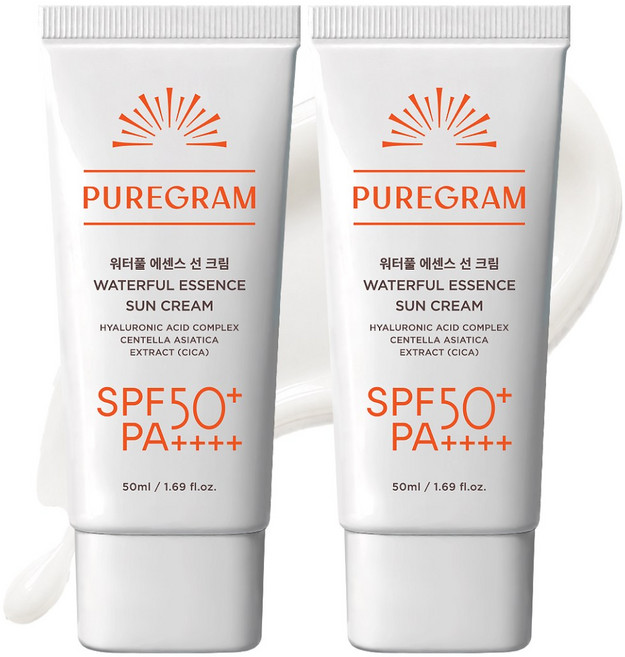퓨어그램 수분 선크림 SPF50+ PA++++ 눈시림 없는 백탁현상 없는 수분 선세럼, 2개, 50ml