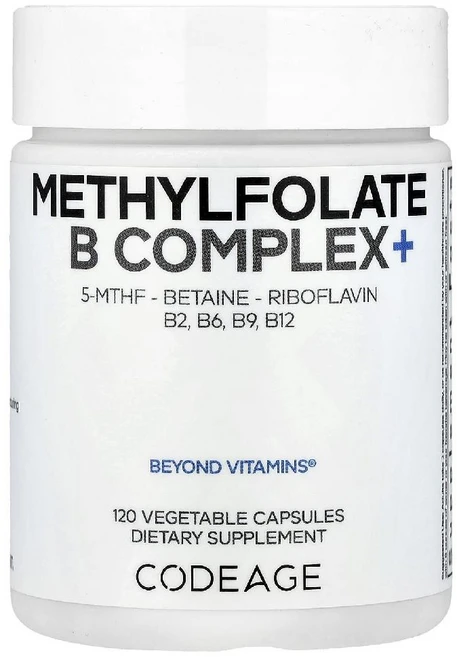 코드에이지 메틸엽산 B 복합체 + 베타인 리보플라빈 B2 B6 B9 B12 캡슐 120정, Codeage, 메틸엽산 B 복합체, 캡슐 120정, 1개 - 쿠팡
