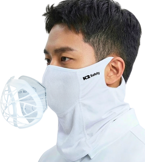 K2 Safety 메쉬 숨편한 가드스카프 멀티스카프+3중 MB필터 5매 증정, 화이트, 1세트
