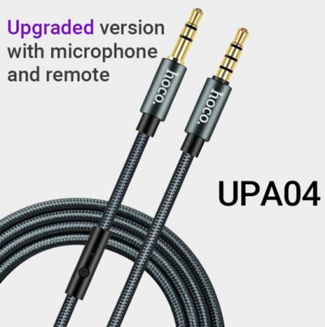 Hoco-3.5mm 잭 AUX 오디오 케이블 마이크 포함 남성-남성 와이어 스피커 자동차 헤드폰 스마트 폰 음악 사운드 어댑터 코드, 4) UPA04 with mic - 1m with mi, 1개