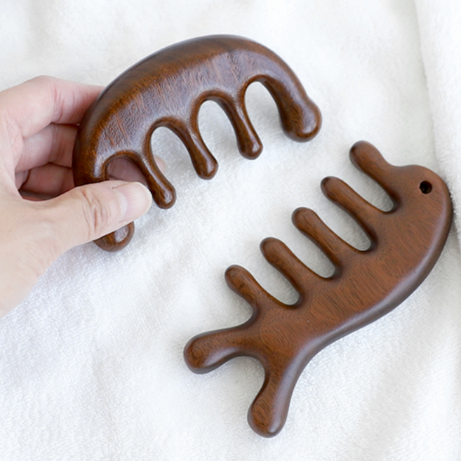 두피괄사 나무 괄사빗 얼굴 바디 경락마사지 멀티 우드괄사 2종세트, 우드, 1세트, 95/110