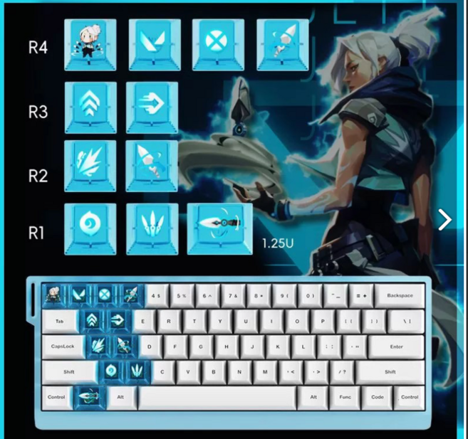 SMTONE 발로란트 키캡 투명 투광 키캡 wooting 계식 키보드용 PBT카캡 11키, ，, 제트JETT