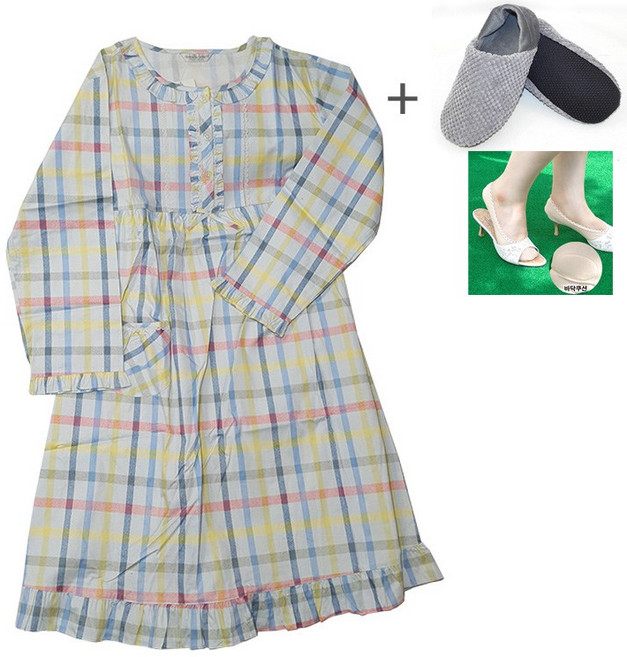 양말나라 체크 라운드넥 잠옷원피스 +사은품증정 홈웨어