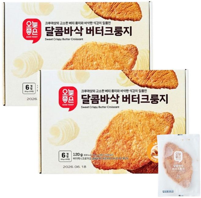 오늘좋은 달콤바삭 버터크룽지, 2개, 120g