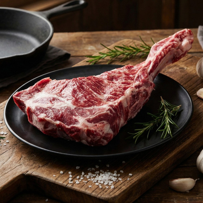 돈마호크 스테이크 구이용 한돈 돼지고기 등갈비 캠핑용 바베큐용, 5개, 300g