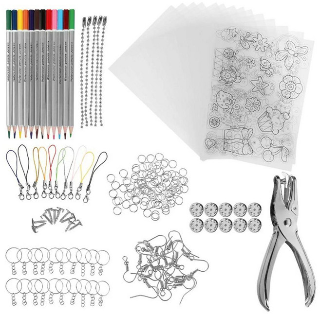 DIY 키체인 장식품용 열 슈링클스 세트 창의적인 공예 장식 스크랩북용 수축 아트 필름 종이, 192 Pieces