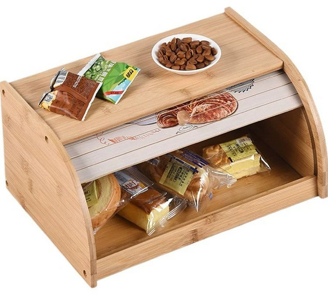 원목 브레드박스 수납함 베이커리 보관함 빵 책상 정리함 내추럴 컬러, 1개, 컬러풀 커튼