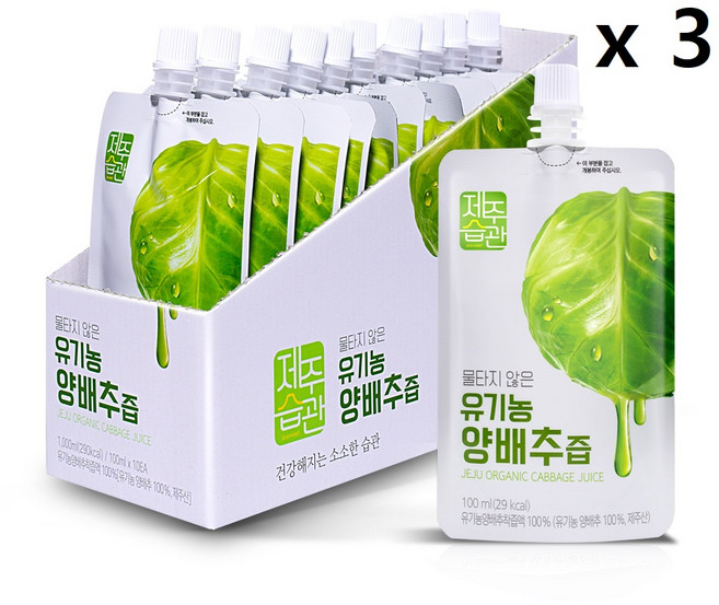 제주습관 유기농양배추즙 제주산 NFC저온착즙 100ml, 30개