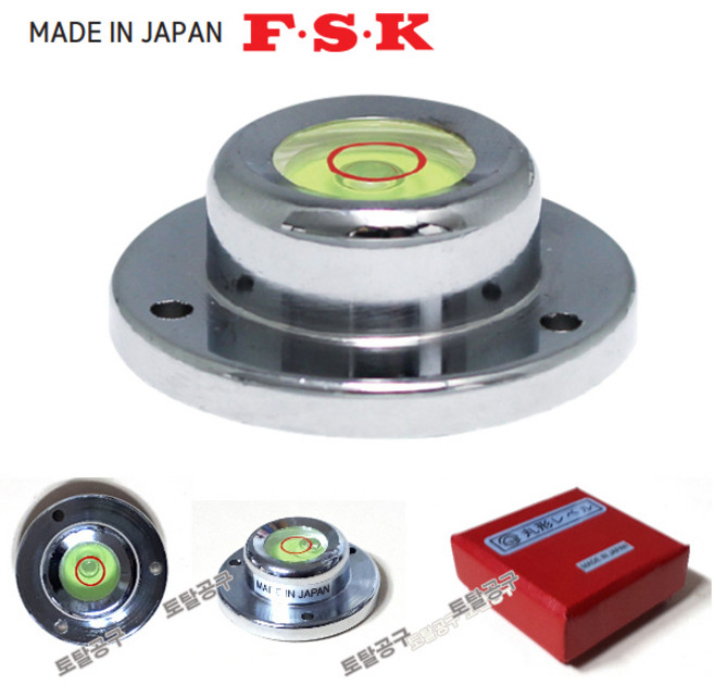 32x20x12mm 일본정품 FSK 원형수평기 RL-32 크롬도금 원형수준기 라운드레벨 수평측정기 RL32 토탈공구, 1개