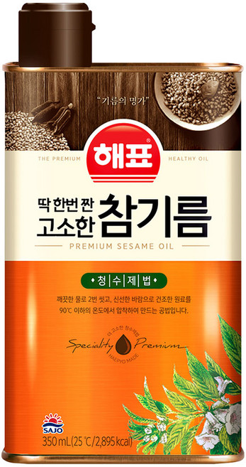 [사조] 해표 고소한 참기름 350ml 참깨기름, 1개