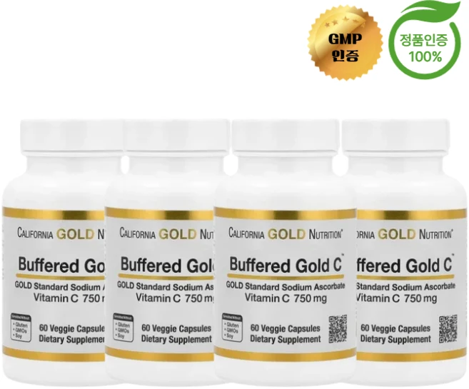 2+2 캘리포니아 골드 뉴트리션 CGN 완충형 비타민C 750mg 60정, 60회분, 4개 - 쿠팡