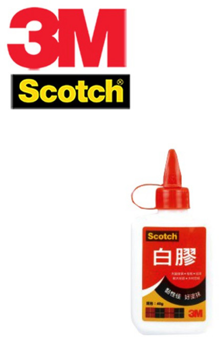 3M Scotch 白膠 - 安全無毒 黏性持久 適用於辦公、學習及手工藝, 1個, 3040 Scotch 白膠 (40g)