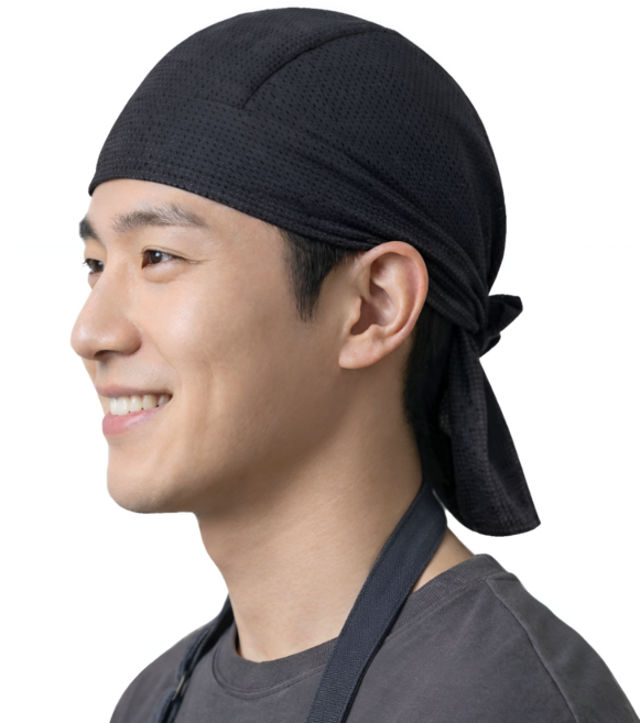 국산 셰프 쿨링 헤드랩 메쉬 스판 주방 두건, 1개, 베이직 메쉬블랙