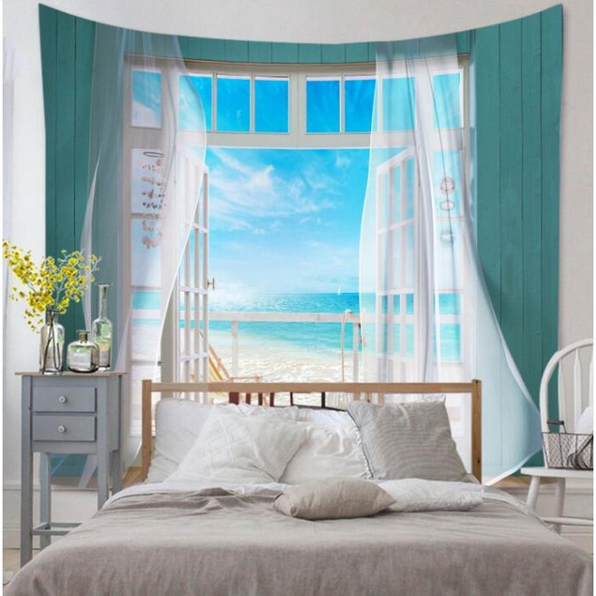 특대형 패브릭포스터 인테리어 소품 창문 바다, 13.시원한 해변