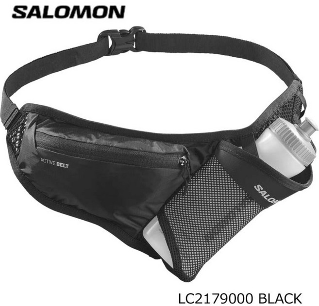살로몬 트레일 러닝 벨트LC2179000 액티브 벨트 3D 소프트 보틀 포함, 블랙, 1개