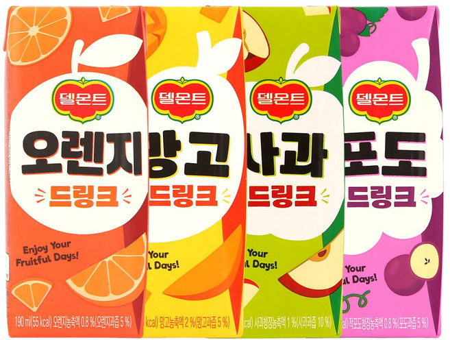 델몬트 드링크 96팩(24팩-4박스) 4가지맛 랜덤발송, 96개, 190ml