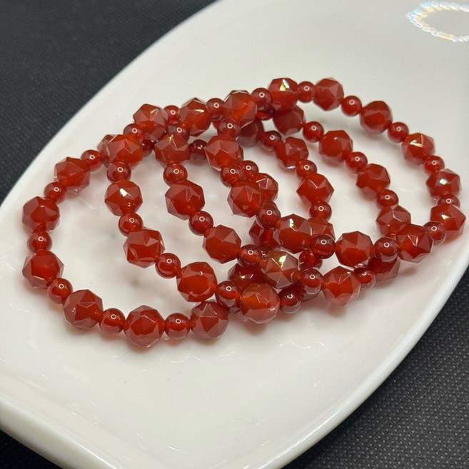 高品質 紅瑪瑙 鑽切 手珠 手鍊 手串