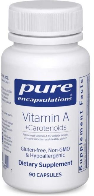 퓨어인캡슐레이션 Pure Encapsulations Vitamin A + Carotenoids Lutein Zeaxanthin and Astaxanthin | Hypoall, 90 Count (Pack of 1), 1개 - 쿠팡