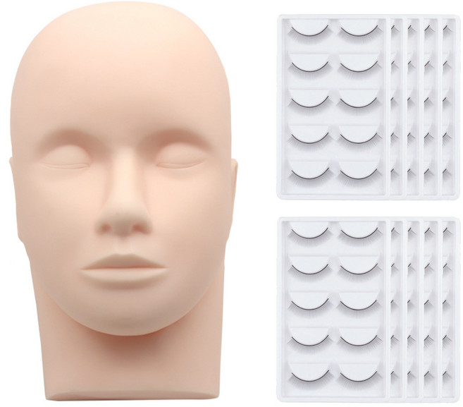 속눈썹연장 연습용 마네킹헤드 연습용속눈썹 10팩 세트, 1세트, 속눈썹,마네킹 헤드