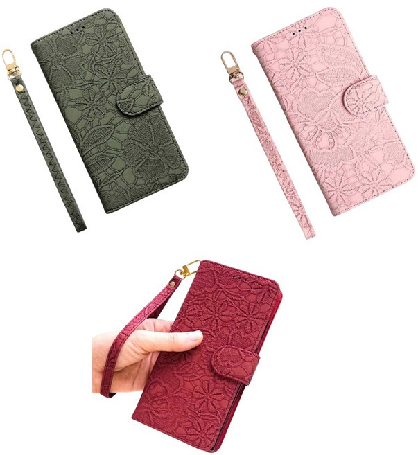 갤럭시 A퀀텀 케이스 A716 가죽가죽 비비드넬 (슬림핏 자석) 꽃 불박 패턴 무늬 카드 지폐 수납 지갑 (스트랩 줄 포함)