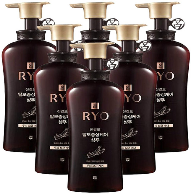 려 진결모 탈모증상케어 샴푸 490mlx6개 두피 모근 모발손상 집중케어, 490ml, 6개
