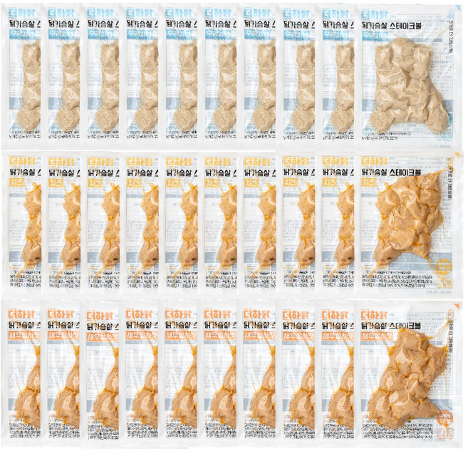 더하닭 한입 닭가슴살 스테이크볼 3종 혼합 30개 (오리지널 치즈맛 새우살사맛 각10), 100g